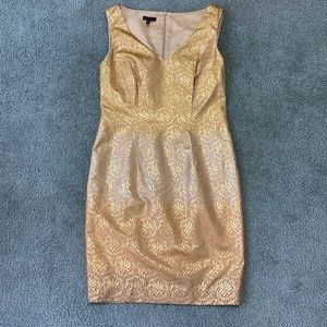 Escada gold brocade silk shift dress